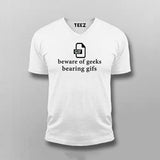 Beware of geeks bearing gifs. Funny geek pun T-shirt For Men