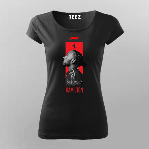 Lewis Hamilton Ferrari F1 T-shirt For Women