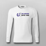 White full-sleeve cotton t-shirt with IIM Indore logo, ESTD 1996