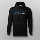 IIM Jammu men's black hoodie featuring blue institute logo ESTD 2016