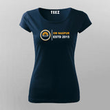 Navy blue women Cotton t shirt printed with IIM Nagpur  logo in center