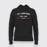 Women's black hoodie proudly displaying 'IIT Jodhpur ESTD 2008', combining warmth and campus pride