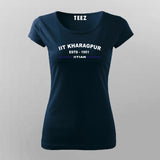 Dark blue women’s round neck T-shirt with 'IIT Kharagpur ESTD 1951' and 'IITian' in white