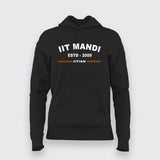 IIT Mandi women's black cotton hoodie from 2009 with 'IITIAN' tag below the institute name on the front