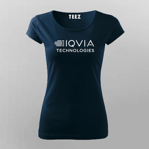 IQVIA women's round-neck T-shirt in navy blue, soft cotton, by Teez