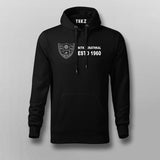 Men's black hoodie by Teez featuring the NIT Surathkal seal, a cozy campus essential