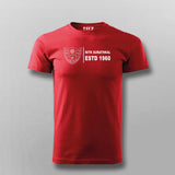 Red round neck Teez t-shirt with NIT Surathkal crest for a bright collegiate look
