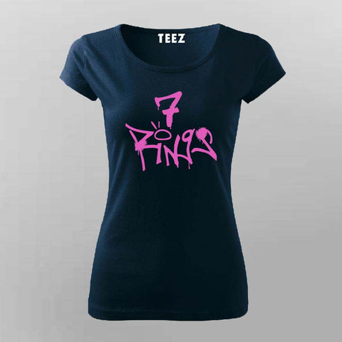 7 Rings Graffiti Style T-Shirt for Women – Bold Pink Design