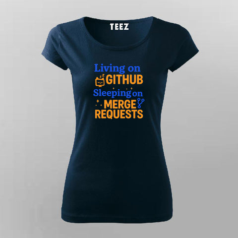 GitHub Merge Requests T-Shirt for women – Dev Life in One Line