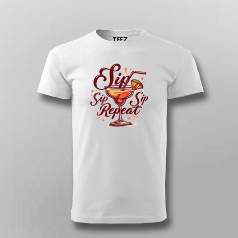 Sip Repeat T-Shirt for Men – Cocktail Lover Tee Online India