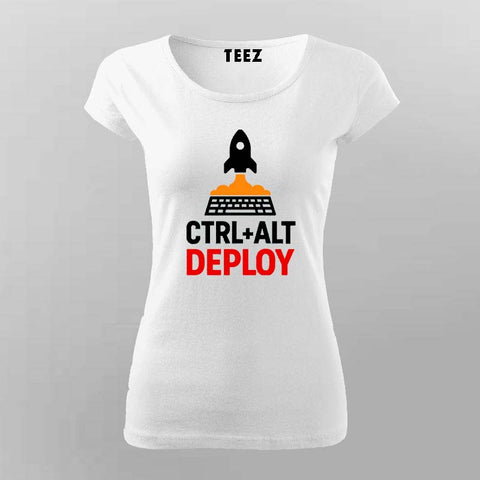 Ctrl Alt Deploy T-Shirt for Women – DevOps Rocket Launch