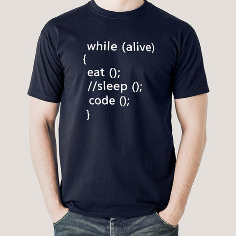 While Alive Eat Sleep Code Repeat T shirt India