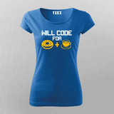 Will Code For Donut and Coffee  T-Shirt For Women India