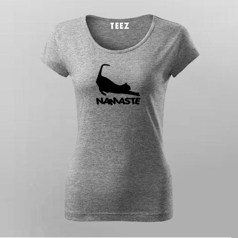 Namaste Cat Funny Yoga T-shirt For Women Online India 