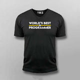  Worlds Best Programmer v neck t-shirt for men coding