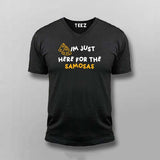 I am Just here for the Samosas Funny Hindi Desi V Neck T-shirt For Men