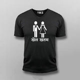 Khel Khatm Game Over Funny Hindi V-Neck  T-shirt For Men Online india 