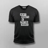 Heavy Weights and Protein Shakes V Neck T-Shirt For Men Online India