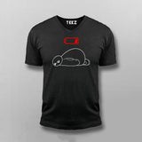 Low Battery Funny V Neck T- Shirt For Men