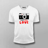Click With Love V Neck T-Shirt For Men India