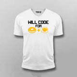 Will Code For Donut and Coffee V-Neck T-Shirt For Men Online