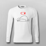 Low Battery Funny Full Sleeve  T- Shirt For Men