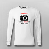 Warning I May Snap  At Any Time Full Sleeve  T-Shirt For Men