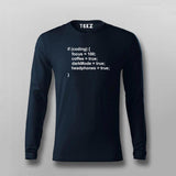 Programmer - Code Dark Mode- Coffee Full Sleeve  T-Shirt For Men India