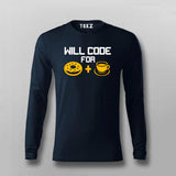 Will Code For Donut and Coffee Full  Sleeve T-Shirt For Men Online