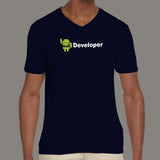 Android Developer V Neck T-Shirt for Men India