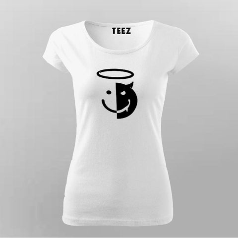 Angel Devil Smiley Face T-Shirt For Women Online India