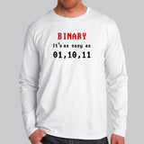 Funny Programmer Math Binary It's As Easy As 01 10 11 Full Sleeve T-Shirt For Men Online India