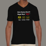 How People Reacts Single Word Bug Funny Coding V Neck T-Shirt For Men Online India