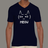 Meow Cat Smiley Emoticon Men's attitude v neck  T-shirt online india