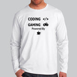 Coding And Gaming Powered By Coffee Programming Full Sleeve T-Shirt For Men Online India