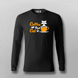 Coffee And Cat Lover Full Sleeve T-Shirt For Men Online India