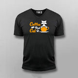 Coffee And Cat V Neck T-Shirt For Men Online India
