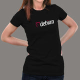 Debian GNU Linux logo T-Shirt For Women india