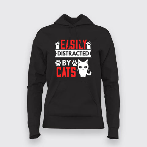 EASILY DISTRACTED BY CATS Hoodie For Women Online Teez