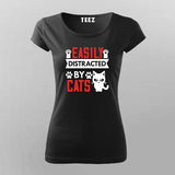 EASILY DISTRACTED BY CATS T-Shirt For Women Online Teez