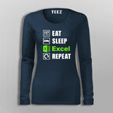 Eat Sleep Excel Repeat Accountant Humour T-Shirt For Women