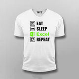 Eat Sleep Excel Repeat Accountant Humour Vneck T-Shirt For Men Online