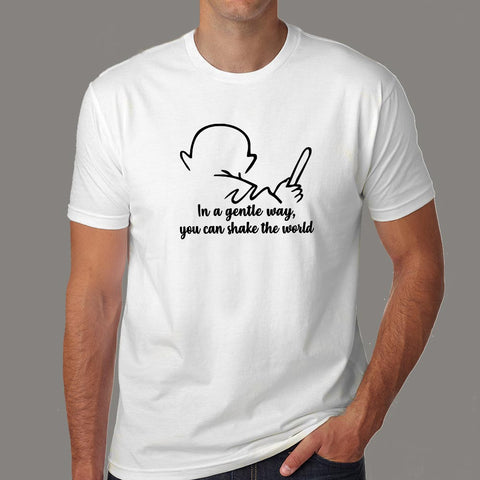 Gandhi Quote – In a Gentle Way Shake The World Tote T-Shirt For Men