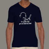 Gandhi Quote – In a Gentle Way Shake The World Tote V Neck T-Shirt For Men india