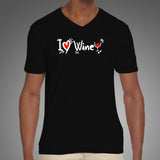  I Love Wine Men's Wine Lover V Neck T-Shirt India