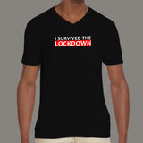 I Survived The Lockdown V Neck T-Shirt For Men Online