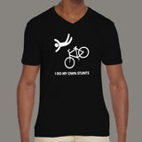I Do My Own Stunts Funny Bicycle V Neck T-shirt For Men Online India