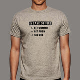 In Case Of Fire Git Commit Git Push Git Out Funny Programmer T-Shirt For Men