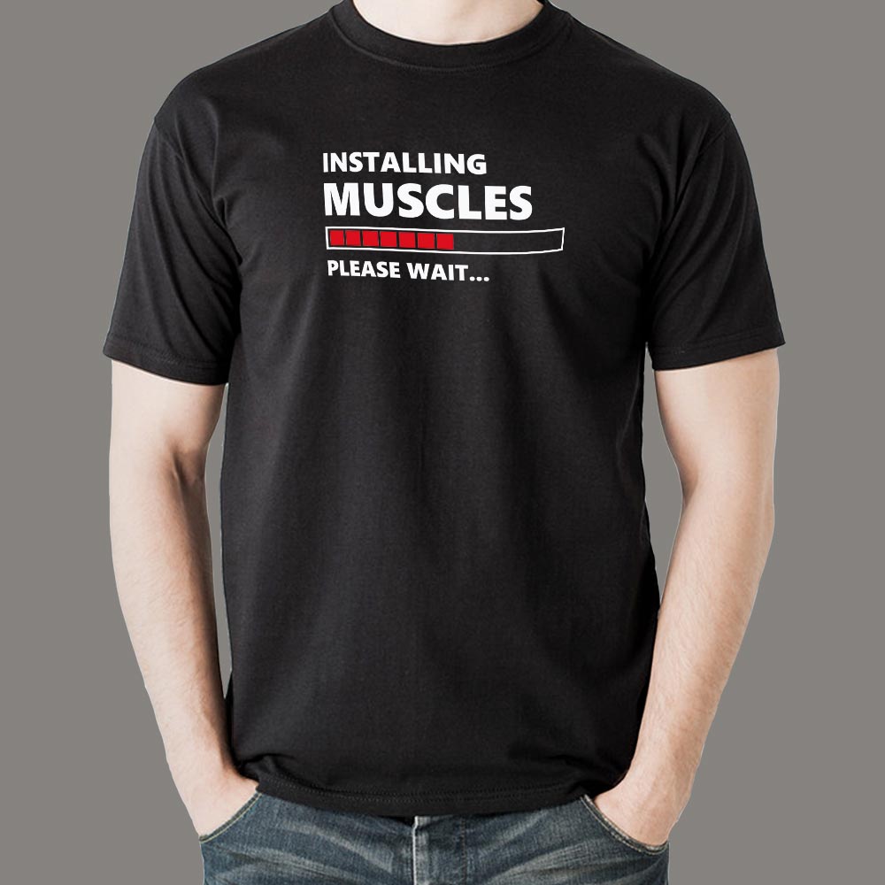 installing muscles t shirt