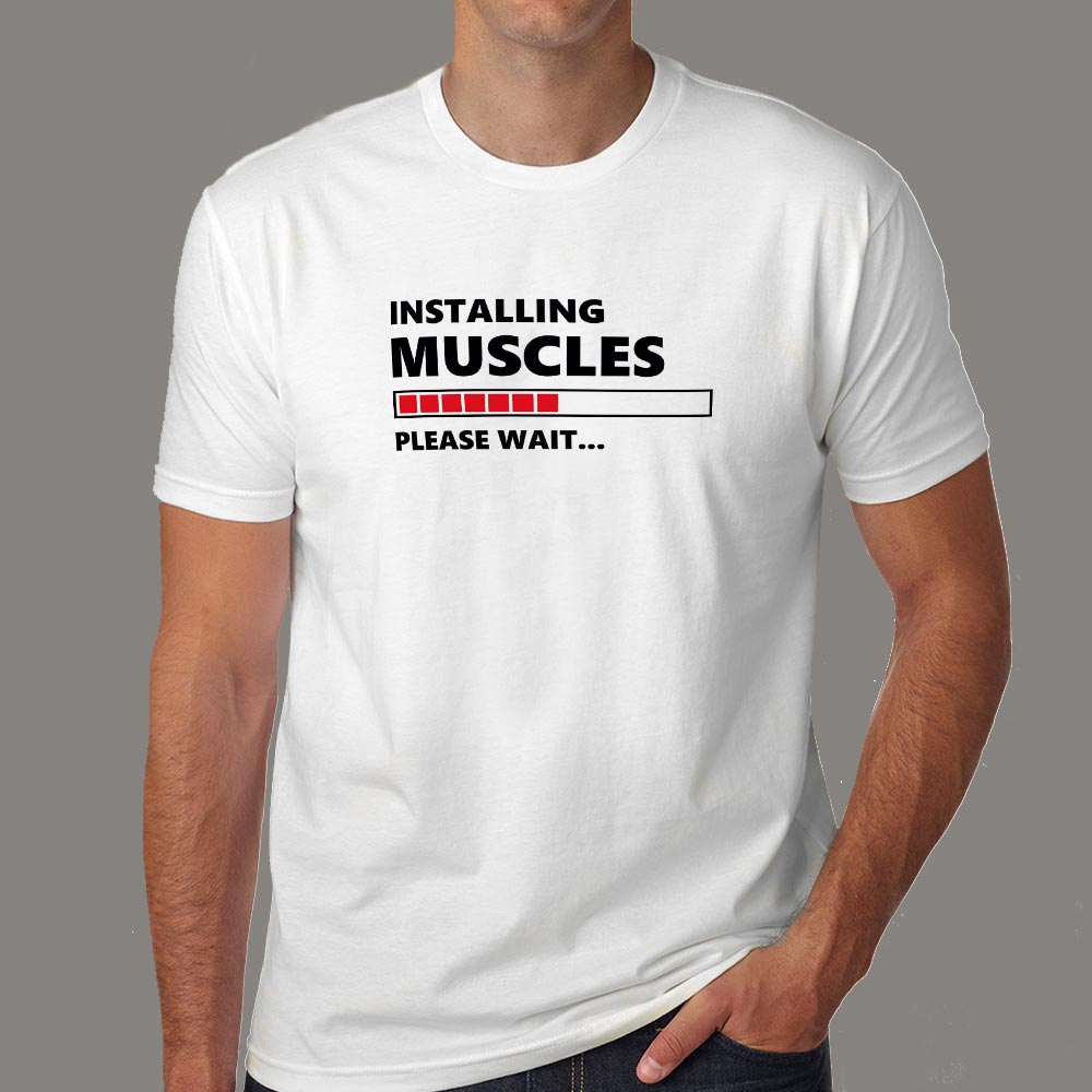 installing muscles t shirt